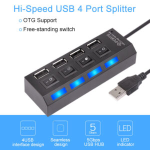 HUB USB 2.0 HI SPEED 4 PUERTOS LED